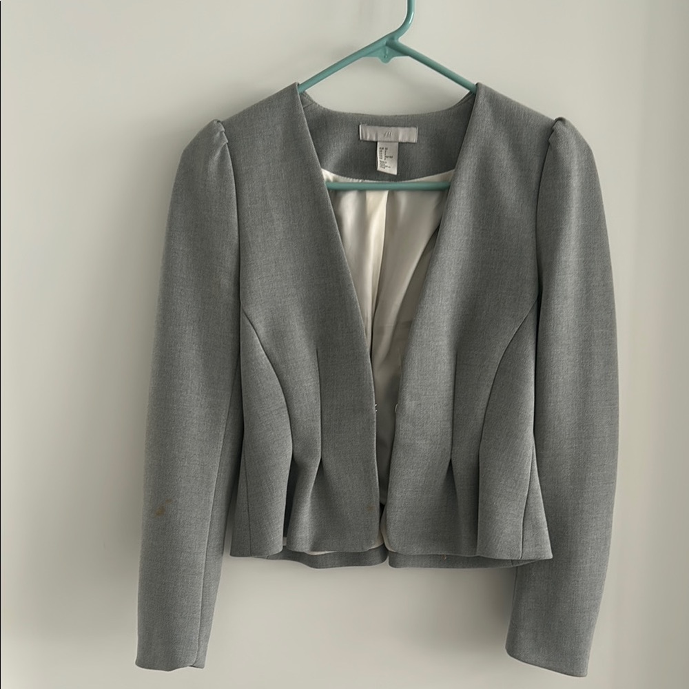 H&M Gray Tailored Blazer with Notched Lapels